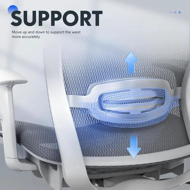 Alt view image 4 of 7 - Ergonomic Office Chair High Back Mesh Swivel Computer Chair Executive Office Desk Chairs with Adjustable Lumbar Support/2D Headrest/90-130° 3-Level Reclining, OC3 Air, Light Gray