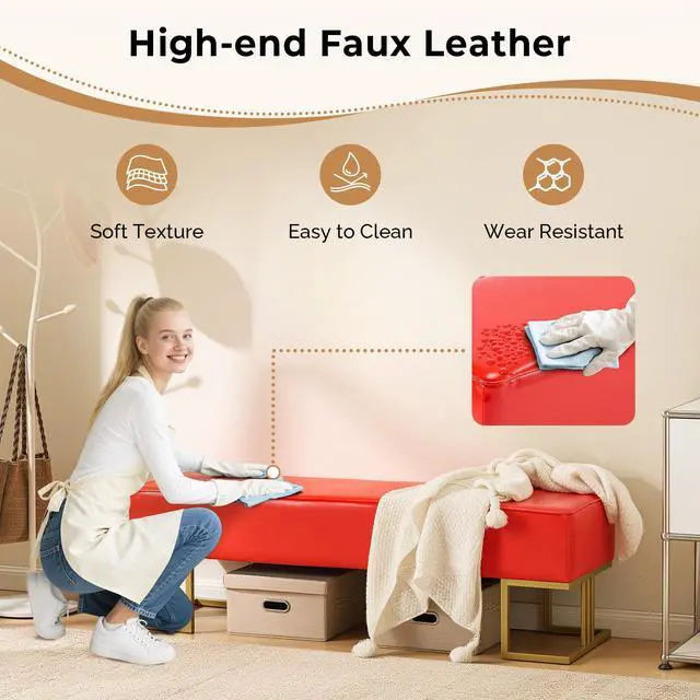 Alt view image 6 of 7 - Waiting Room Bench Seating Faux Leather, 55.1 Office Guest Chair Reception Chair, Lobby Furniture for Conference Room Beauty Salon Barbershop Small Space