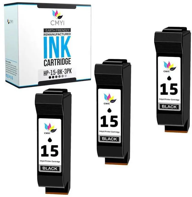 Main image of 15 Black Replacement Ink Cartridge for HP PSC 500, 500xi, 700, 720, 750, 750xi, 760, 900, 940, 950, 950vr, 950xi, DeskJet 3820, 3820v, 3822, 810, 810C, 812, 812C, 825 Printer (3 Black)
