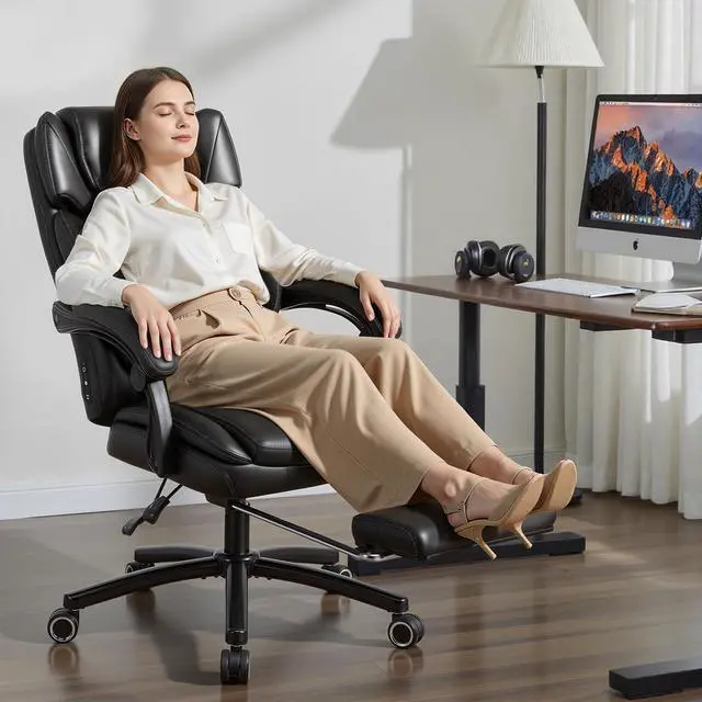 Alt view image 2 of 7 - 500lbs 3D Kneading Massage Office Chair with FootRest, Big and Tall Ergonomic Reclining Computer Gaming Chair, Padded Linkage Armrests, Heavy Duty Metal Base Executive Office Chair