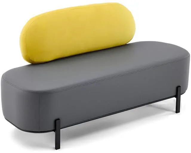 Main image of Waiting Room Bench with Back, 55.1" Office Guest Chair, Faux Leather Upholstered Reception Seating, Lobby Bench for Beauty Salon Barbershop Airport Bank Hall Room Conference