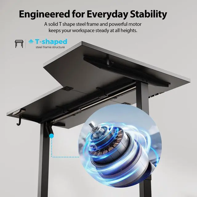 Alt view image 4 of 7 - 63 x 35 Inch Corner L Shaped Electric Standing Desk, Black | Electric Height Adjustable, L-shape Workspace, Sturdy Steel Frame, Memory Preset, Hooks, 154 lbs, Easy Assembly, Splice Board