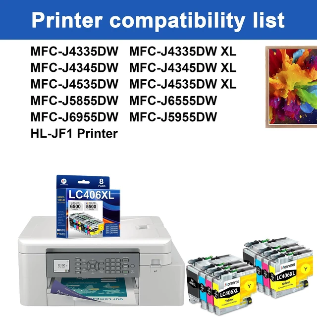 Alt view image 2 of 7 - LC406XL Ink Cartridges 8 Pack High Yield Compatible for Brother LC406 MFC-J4335DW MFC-J4535DW MFC-J5855DW MFC-J6555DW MFC-J6955DW Printer 2Black 2Cyan 2Magenta 2Yellow