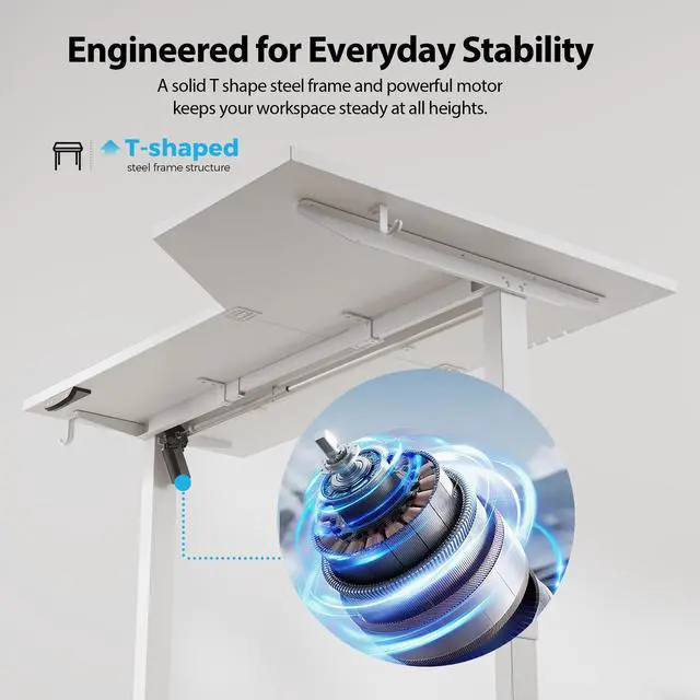 Alt view image 5 of 7 - 63 x 35 Inch Corner L Shaped Electric Standing Desk, White | Electric Height Adjustable, L-shape Workspace, Sturdy Steel Frame, Memory Preset, Hooks, 154 lbs, Easy Assembly, Splice Board