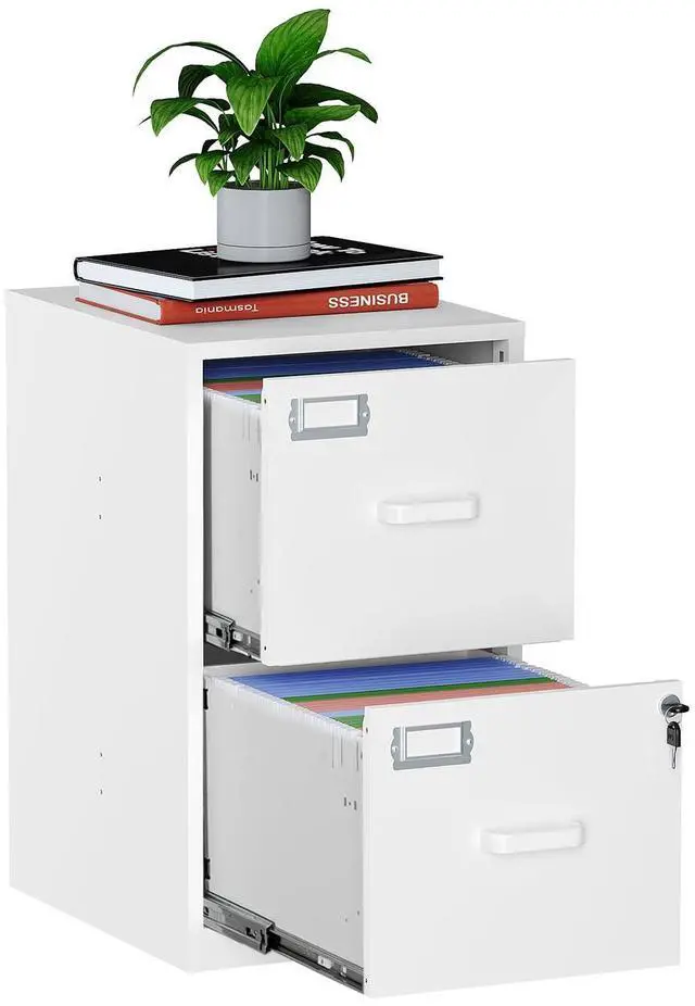 Main image of 2 Drawer Filing Cabinet with Lock, Metal Vertical File Cabinets for Home Office, Lockable File Storage Cabinets Under Desk, Letter/A4 File Folders StorageWhite-Assembly Required