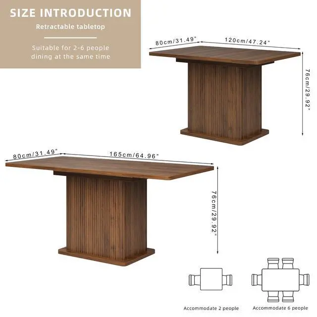 Alt view image 2 of 7 - Extendable Conference Table for 4-6 People, 47-65Inch, Walnut | Modern Rectangle Meeting Room Table with Fluted Doors, Wood Storage, Small Compact, Square, Office, Training, Conference Room