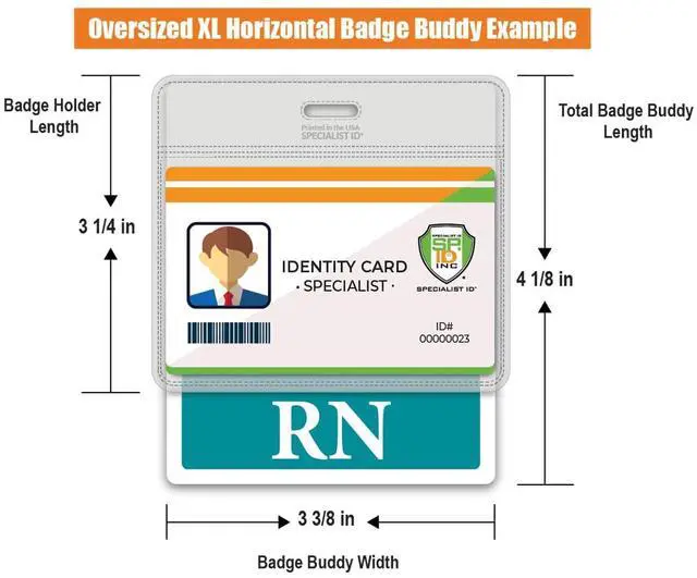 Alt view image 2 of 7 - 5 Pack - Oversized RN Badge Buddy - Horizontal Extra Large Badge Buddies for Registered Nurses - 3 3/8 X 4 1/8 Role Identification I'd Card Backer for Nurses- USA Printed by (Teal)