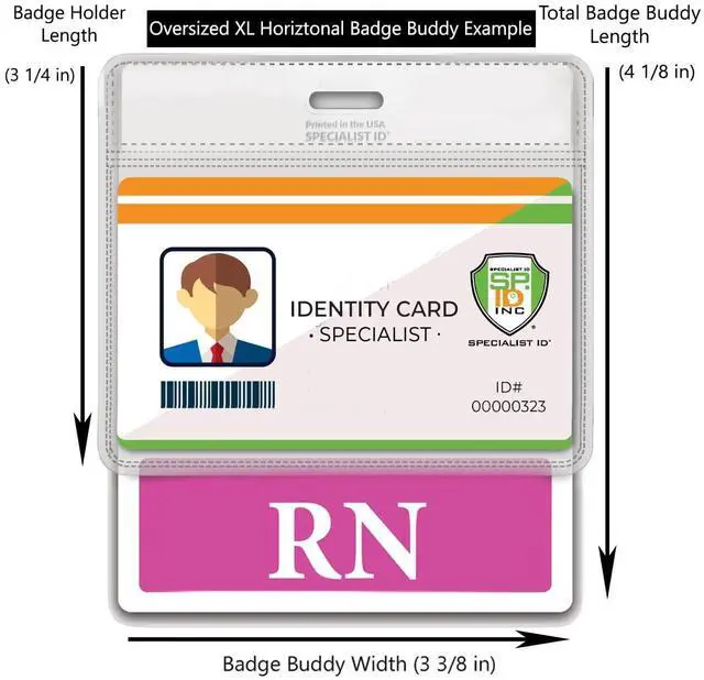 Alt view image 2 of 7 - 5 Pack - Oversized RN Badge Buddy - Horizontal XL Badge Buddies for Registered Nurses - 3 3/8 X 4 1/8 Role Identification Badge Backer Card for Nurses- USA Printed by (Hot Pink)