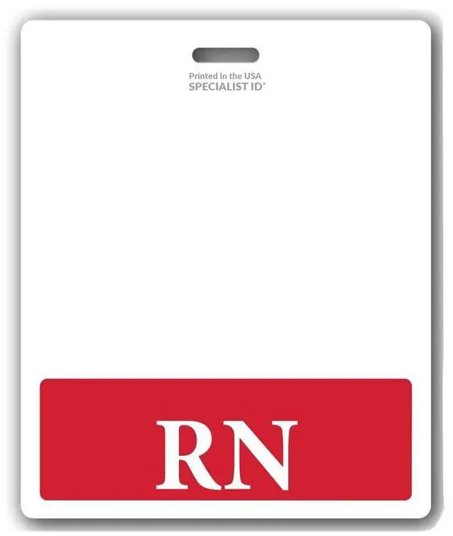 Main image of 5 Pack - Oversized RN Badge Buddy - Horizontal Extra Large Badge Buddies for Registered Nurses - 3 3/8 X 4 1/8 Role Identification Badge Backer Card for Nurses- USA Printed by (Red)