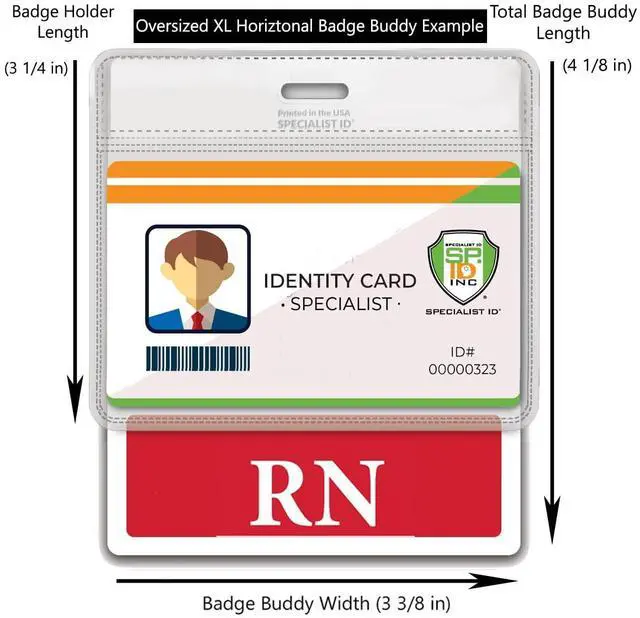 Alt view image 2 of 7 - 5 Pack - Oversized RN Badge Buddy - Horizontal Extra Large Badge Buddies for Registered Nurses - 3 3/8 X 4 1/8 Role Identification Badge Backer Card for Nurses- USA Printed by (Red)