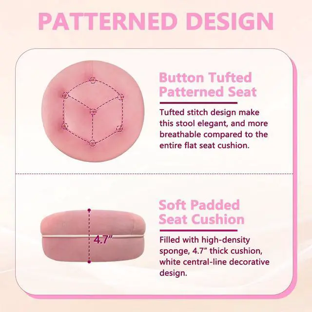 Alt view image 5 of 7 - Velet Rolling Bar Stool with Wheels, Tall Drafting Stool with Adjustable Height and Footrest, Multi-Purpose Office Desk Chair for Home Kitchen Shop Work, Pink (2PK)