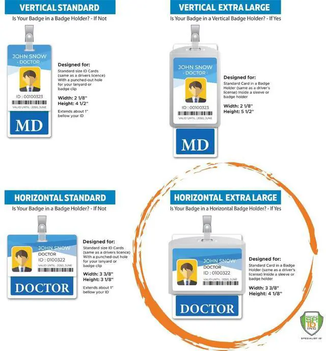 Alt view image 3 of 7 - 5 Pack - Oversized Doctor Badge Buddy Horizontal - XL Badge Buddies Role I'd Backer Card for Doctors - 3 3/8 X 4 1/8 - Wear with ID Badge Holder - USA Printed by (Hot Pink)