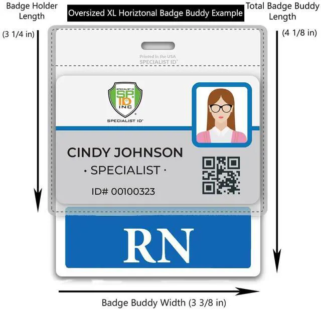 Alt view image 2 of 7 - 5 Pack - Oversized RN Badge Buddy - Horizontal Extra Large Badge Buddies for Registered Nurses - 3 3/8 X 4 1/8 Role Identification Badge Backer Card for Nurses- USA Printed by (Blue)
