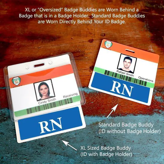 Alt view image 6 of 7 - 5 Pack - Oversized RN Badge Buddy - Horizontal Extra Large Badge Buddies for Registered Nurses - 3 3/8 X 4 1/8 Role Identification Badge Backer Card for Nurses- USA Printed by (Blue)