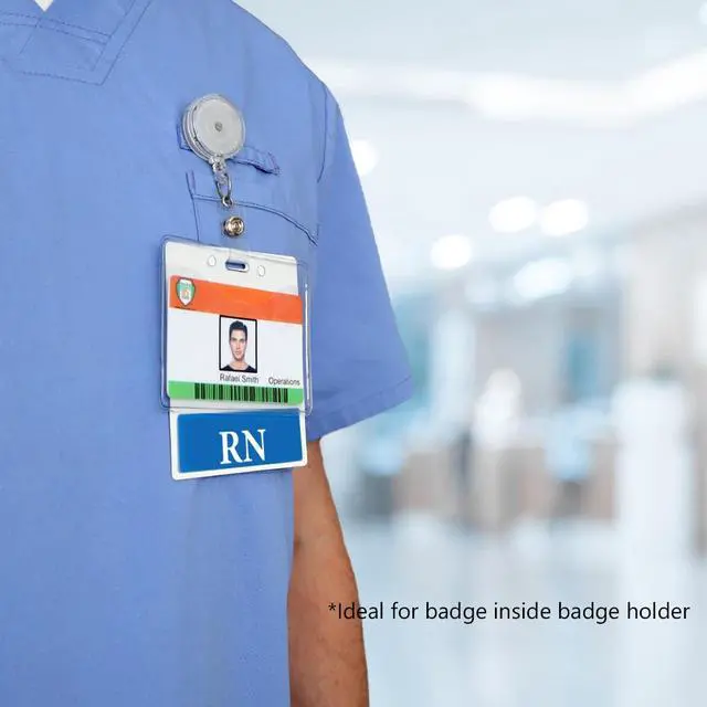 Alt view image 5 of 7 - 5 Pack - Oversized RN Badge Buddy - Horizontal Extra Large Badge Buddies for Registered Nurses - 3 3/8 X 4 1/8 Role Identification Badge Backer Card for Nurses- USA Printed by (Blue)
