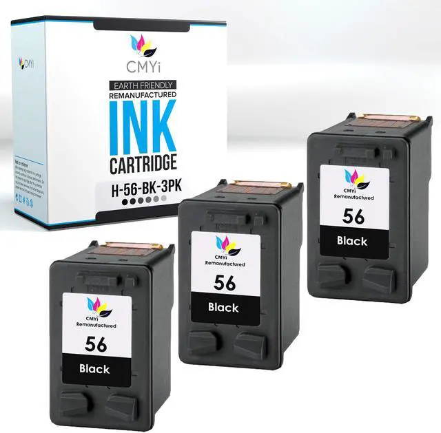 Main image of 56 Black Replacement Ink Cartridge for HP OfficeJet 5510, 5510v, 5510xi, 5515, 5600, 5605, 5605z, 5607, 5608, 5609, 5610, 5610, 5610v, 5610xi, 5615, 5679, 5680, 6105, 6110 Printers (3 Black)