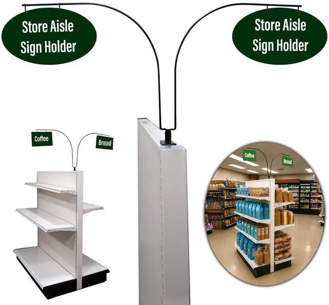 Alt view image 4 of 7 - Curved Gondola Shelf Double Side Magnetic Store Aisle Sign Holder, Department Walkway Section Marker & Labeler for Store Shelving, 10 Pack