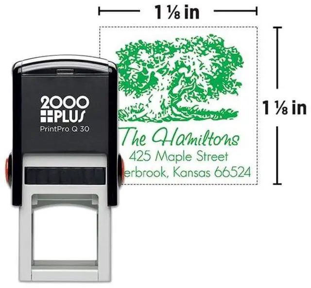 Main image of 2000 Plus PrintPro Q30 Square Self-Inking Stamp Custom Logo Rubber Stamps, Round Self-Inking Stamp, I 1 1/8 x 1 1/8 Inch Square Impression, Personalized Business or Craft Stamp