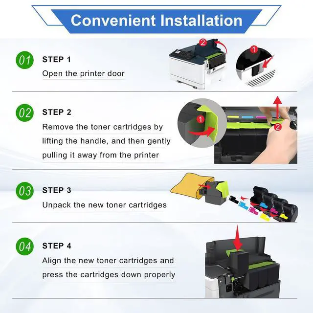 Alt view image 4 of 7 - C310/C315 High-Yield Toner Cartridge 4 Pack | 006R04356 006R04357 006R04358 006R04359 Compatible for Xerox C310 C310DNI C310DNIM C315 C315DNI(Black Cyan Magenta Yellow)