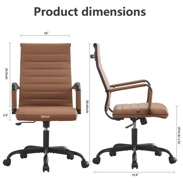 Alt view image 2 of 6 - Leather Office Desk Chair, Conference Room Chairs with Wheels, Modern Executive Computer Guest Chairs with Arms