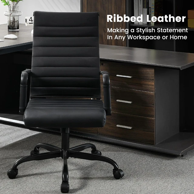 Alt view image 2 of 6 - Office Desk Chair Leather, Conference Room Chairs with Wheels, Modern Executive Computer Guest Chairs with Arms