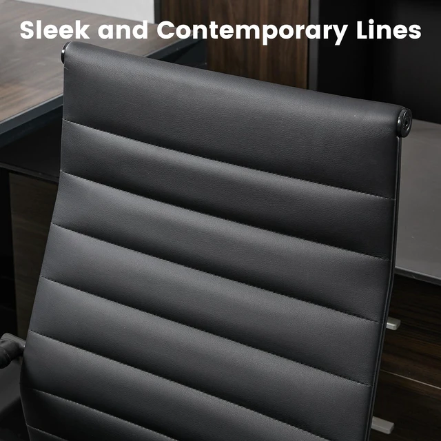 Alt view image 3 of 6 - Office Desk Chair Leather, Conference Room Chairs with Wheels, Modern Executive Computer Guest Chairs with Arms