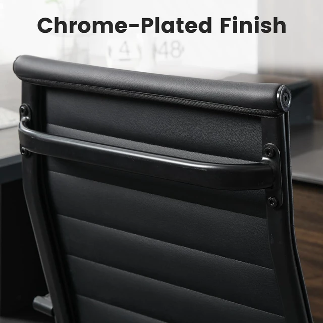 Alt view image 4 of 6 - Office Desk Chair Leather, Conference Room Chairs with Wheels, Modern Executive Computer Guest Chairs with Arms