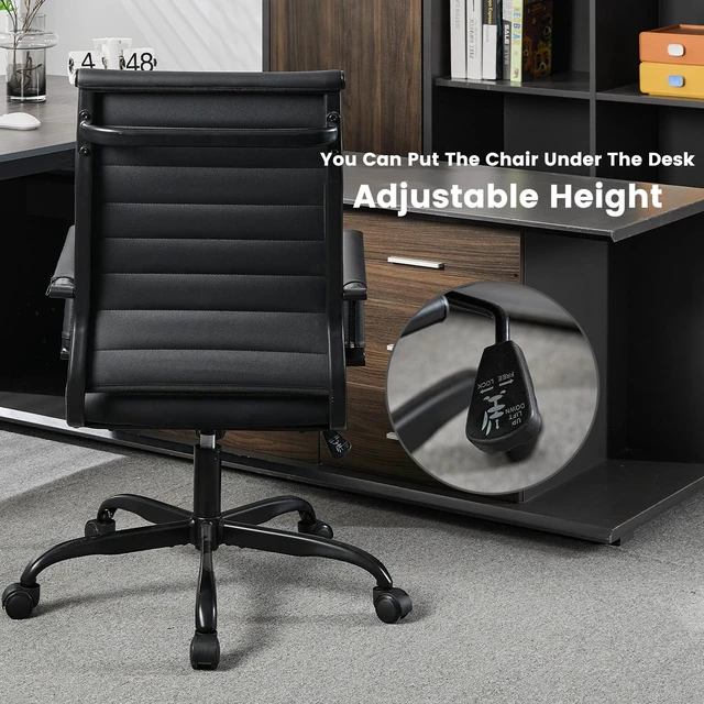 Alt view image 5 of 6 - Office Desk Chair Leather, Conference Room Chairs with Wheels, Modern Executive Computer Guest Chairs with Arms