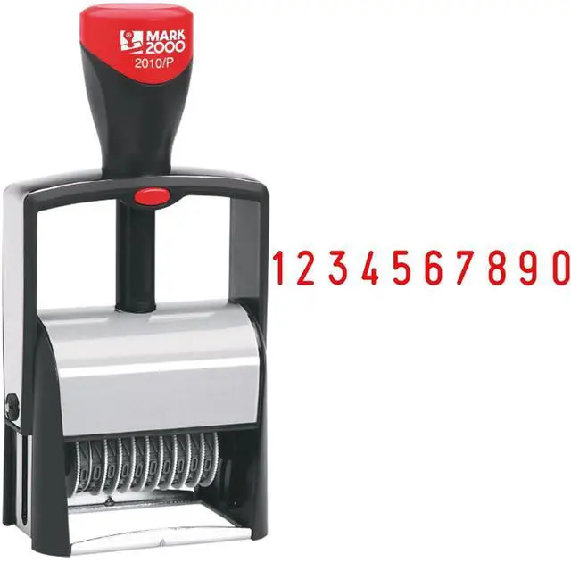 Main image of 2010 Self-Inking 10 Band Number Stamp - Red Color