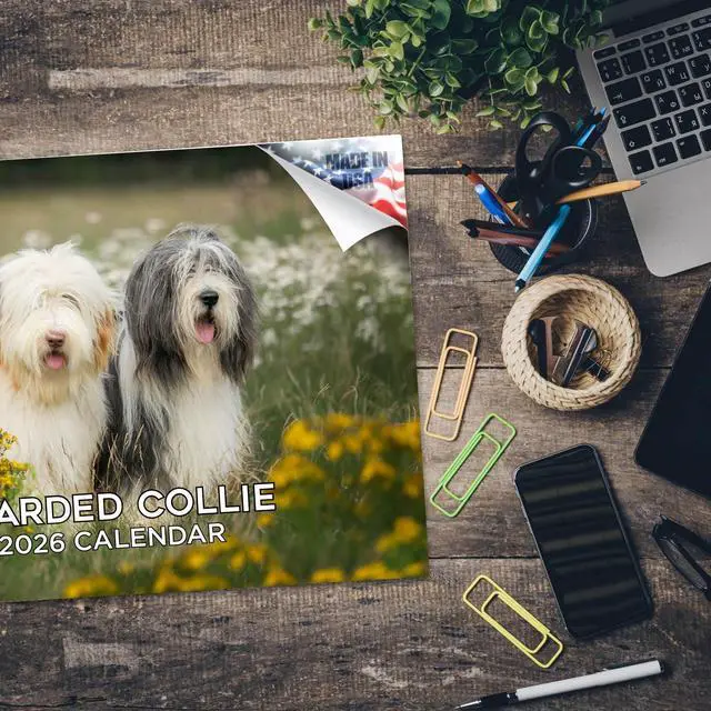 Alt view image 5 of 7 - Bearded Collie Calendar 2026 2027 14 Month Wall Calendar | Dog Lover Gift, Thick 100# No-Bleed Paper, Large Writing Blocks, Made in USA, Shaggy Dog Decor, Teacher Gift