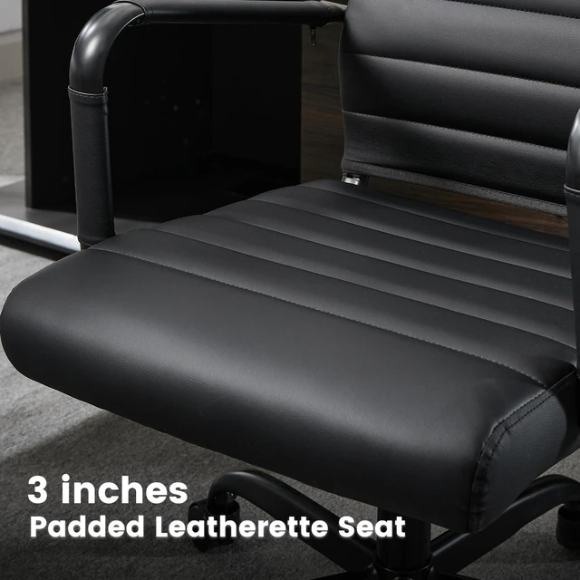 Alt view image 6 of 6 - Office Desk Chair Leather, Conference Room Chairs with Wheels, Modern Executive Computer Guest Chairs with Arms