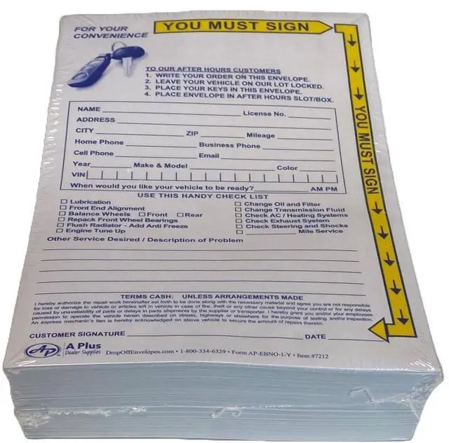 Alt view image 4 of 6 - Drop Off Envelope - Key Drop Envelope - With Yellow Highlights EBNO-1-Y (W1) (500 Qty.)