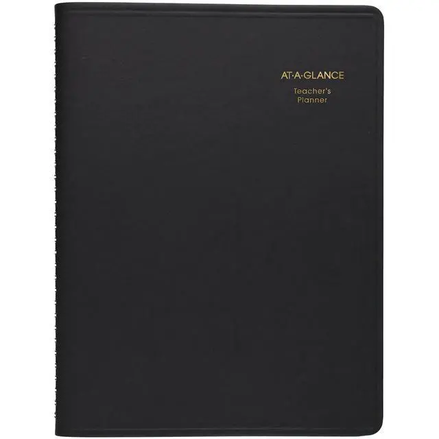 Alt view image 2 of 7 - Teacher Planner, 8-1/4" x 10-7/8", Undated Weekly & Daily Planner, Academic Lesson Plan Book for Family Homeschool Supplies, Agenda with Twin-Wire Binding, Black Leather (8015505)