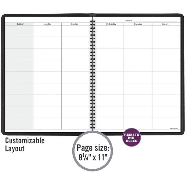 Alt view image 5 of 7 - Teacher Planner, 8-1/4" x 10-7/8", Undated Weekly & Daily Planner, Academic Lesson Plan Book for Family Homeschool Supplies, Agenda with Twin-Wire Binding, Black Leather (8015505)