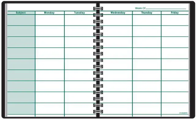 Main image of Teacher Planner, 8-1/4" x 10-7/8", Undated Weekly & Daily Planner, Academic Lesson Plan Book for Family Homeschool Supplies, Agenda with Twin-Wire Binding, Black Leather (8015505)