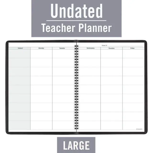 Alt view image 4 of 7 - Teacher Planner, 8-1/4" x 10-7/8", Undated Weekly & Daily Planner, Academic Lesson Plan Book for Family Homeschool Supplies, Agenda with Twin-Wire Binding, Black Leather (8015505)