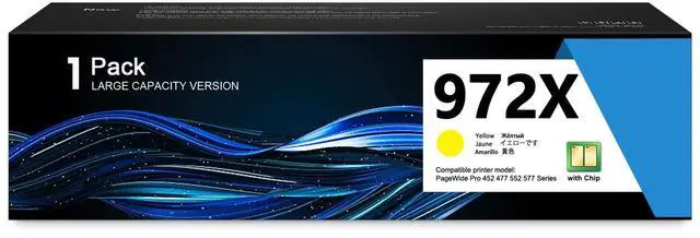Main image of 972X Ink Cartridge Yellow 1Pack with Chip Compatible Replacement for HP972X | Yellow Ink Cartridge 972A use with PageWide Pro 452dn 452dw 452dwt 477dn 477dw 477dwt 552dw 577dw 577z Printer | L0S04AN