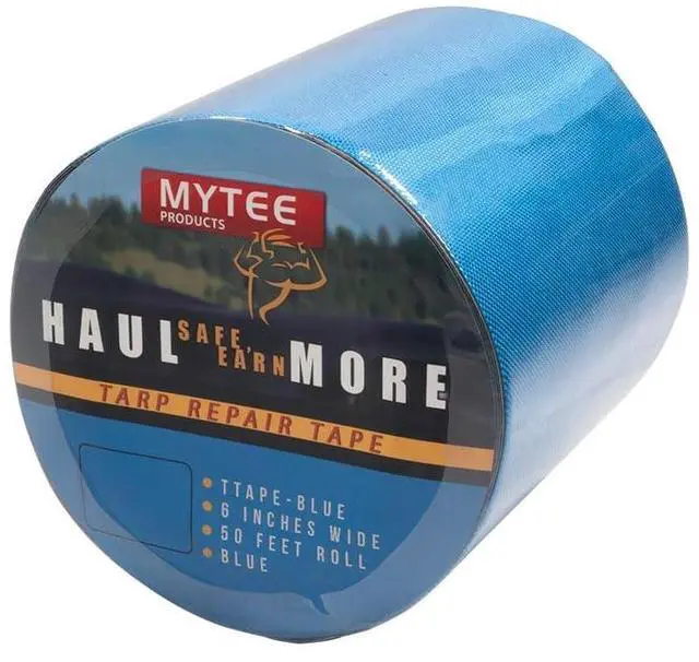 Main image of 8.8 oz Waterproof Blue Vinyl Tarp Repair Tape 6 Inch x 50 FT with Heavy Duty Adhesive Backing - Tarp Patch Kit, Tarp Repair Kit