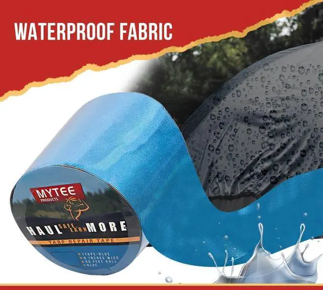 Alt view image 3 of 7 - 8.8 oz Waterproof Blue Vinyl Tarp Repair Tape 6 Inch x 50 FT with Heavy Duty Adhesive Backing - Tarp Patch Kit, Tarp Repair Kit
