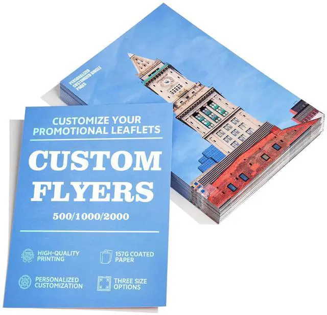 Main image of Custom Flyers, 500/1000/2000 Bulk Printed Promotional Business Flyers with Your Photo Logo Text, Full Color Marketing Handouts for Business, Events, Menus, A4 (11x8) A5 (8x5.5) A6 (5.5x4)