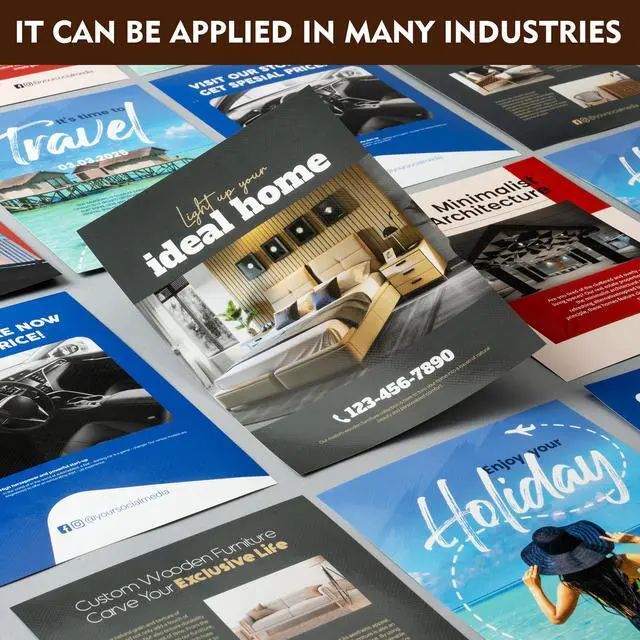 Alt view image 6 of 7 - Custom Flyers, 500/1000/2000 Bulk Printed Promotional Business Flyers with Your Photo Logo Text, Full Color Marketing Handouts for Business, Events, Menus, A4 (11x8) A5 (8x5.5) A6 (5.5x4)