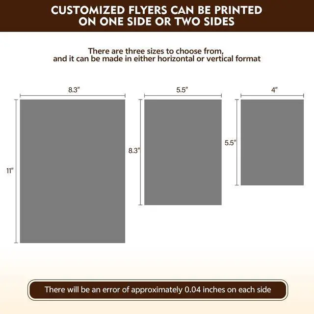 Alt view image 2 of 7 - Custom Flyers, 500/1000/2000 Bulk Printed Promotional Business Flyers with Your Photo Logo Text, Full Color Marketing Handouts for Business, Events, Menus, A4 (11x8) A5 (8x5.5) A6 (5.5x4)