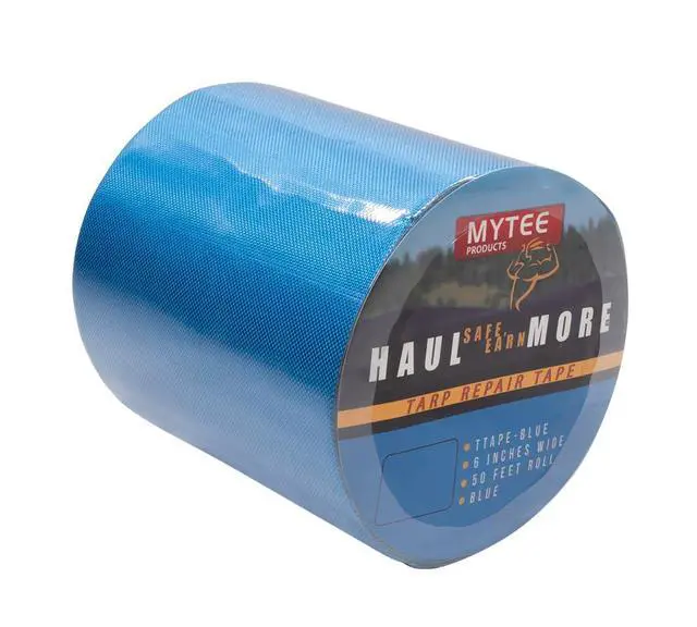 Alt view image 7 of 7 - 8.8 oz Waterproof Blue Vinyl Tarp Repair Tape 6 Inch x 50 FT with Heavy Duty Adhesive Backing - Tarp Patch Kit, Tarp Repair Kit