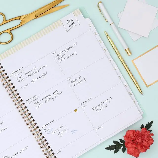 Alt view image 2 of 7 - 2026-2027 Weekly & Monthly Academic Planner, 8.5"x11" | July 2026 - June 2027, Secret Garden Mint, Flexible Cover, Tabs, Storage Pocket, Stickers, Academic Year, Day Designer