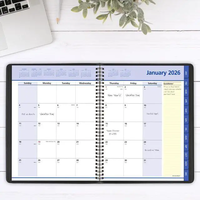Alt view image 2 of 7 - 2026 Appointment Book Planner, Monthly, 8-1/4" x 11", Large, QuickNotes, Black (76060526)