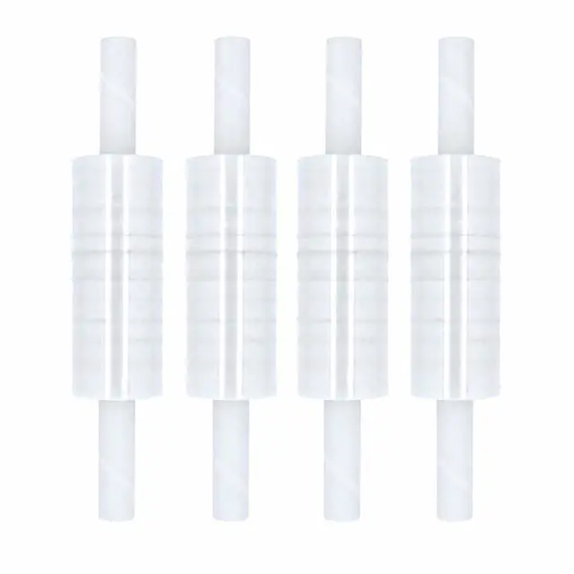 Alt view image 2 of 6 - PSBM Stretch Wrap with Handles, 4 Rolls 10 Inch x 1000 Feet 70 Gauge Heavy Duty Clear Plastic Wrap Industrial Strength Shrink Film for Moving, Packing & Shipping