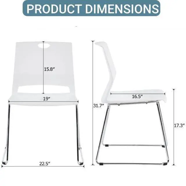 Alt view image 3 of 7 - White Plastic Stacking Chairs, 4-Pack Stackable Commercial Chairs | Heavy-Duty Hard Plastic, Armless Sled Base Chair, Flexible Seating for Office Reception, Lobby, Dining, Library & Hospitality
