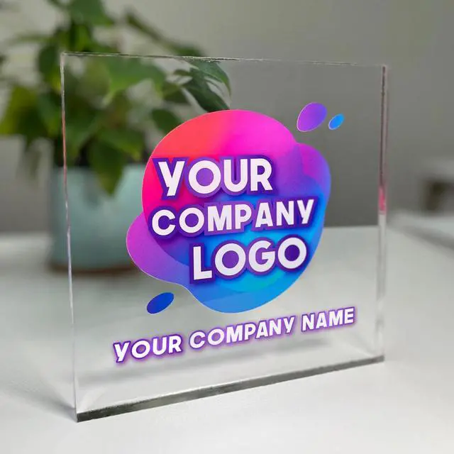 Main image of Personalized Acrylic Desk Business Sign for Desks & Counters | Custom Acrylic Business Logo Sign | Free Company Vector Logo | Premium Thick Signage for Offices, Reception, Retail Branding (BP-B)