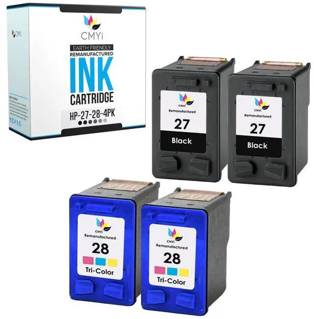 Main image of 27 28 Combo Pack of 4 Replacement Ink Cartridge for HP DeskJet 3320, 3322, 3325, 3420, 3425, 3450, 3520, 3520v, 3535, 3550, 3620 Printer (2 Black, 2 Tricolor)