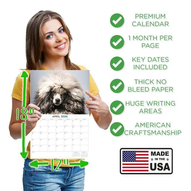 Alt view image 4 of 7 - Toy Poodle Calendar 2026 2027 14-Month Toy & Miniature Poodle Wall | Dog Lover Gift, Thick 100# No-Bleed Paper, Large Writing Blocks, Made in USA, Small Poodle Decor, Teacher Gift